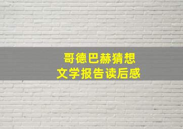 哥德巴赫猜想文学报告读后感