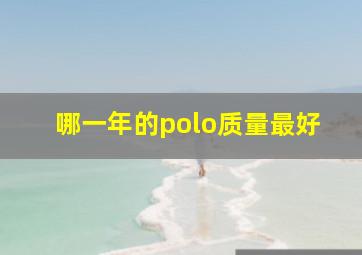 哪一年的polo质量最好