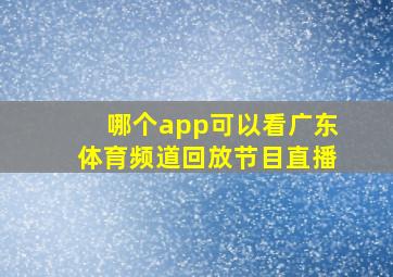 哪个app可以看广东体育频道回放节目直播