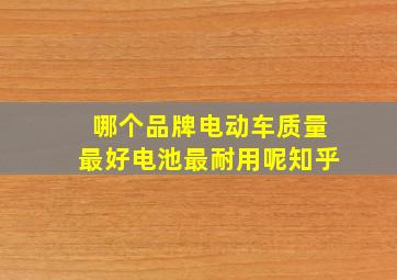 哪个品牌电动车质量最好电池最耐用呢知乎