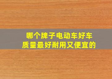 哪个牌子电动车好车质量最好耐用又便宜的