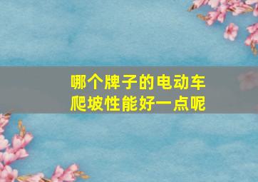 哪个牌子的电动车爬坡性能好一点呢