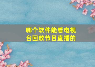 哪个软件能看电视台回放节目直播的