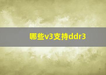 哪些v3支持ddr3