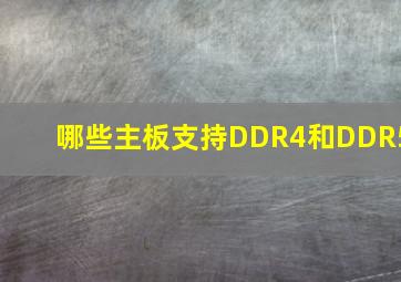 哪些主板支持DDR4和DDR5