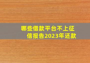 哪些借款平台不上征信报告2023年还款