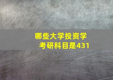 哪些大学投资学考研科目是431