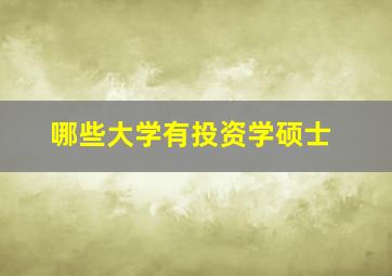 哪些大学有投资学硕士