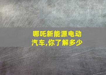 哪吒新能源电动汽车,你了解多少