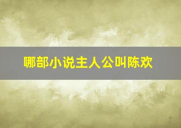 哪部小说主人公叫陈欢