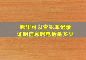 哪里可以查犯罪记录证明信息呢电话是多少