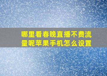 哪里看春晚直播不费流量呢苹果手机怎么设置