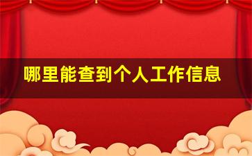 哪里能查到个人工作信息