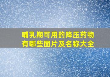 哺乳期可用的降压药物有哪些图片及名称大全