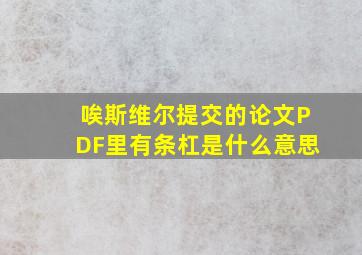 唉斯维尔提交的论文PDF里有条杠是什么意思