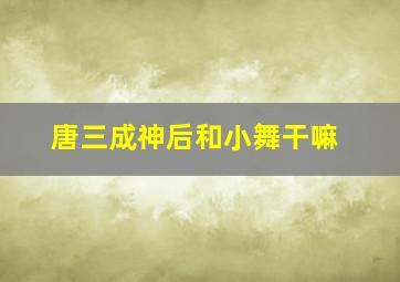 唐三成神后和小舞干嘛