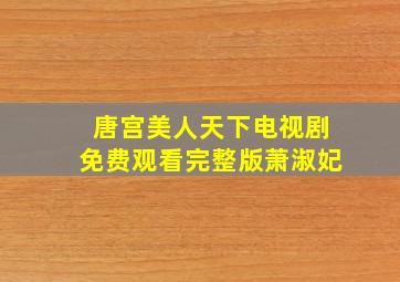 唐宫美人天下电视剧免费观看完整版萧淑妃