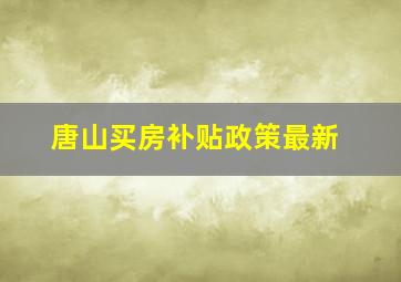 唐山买房补贴政策最新