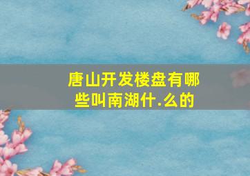 唐山开发楼盘有哪些叫南湖什.么的