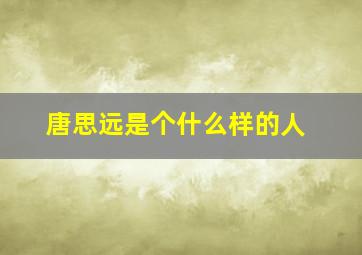 唐思远是个什么样的人