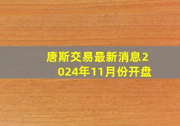 唐斯交易最新消息2024年11月份开盘