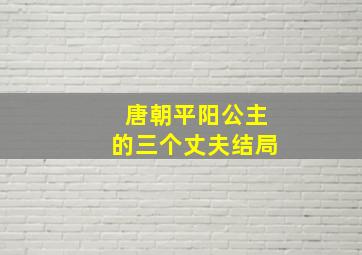 唐朝平阳公主的三个丈夫结局