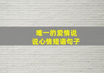 唯一的爱情说说心情短语句子