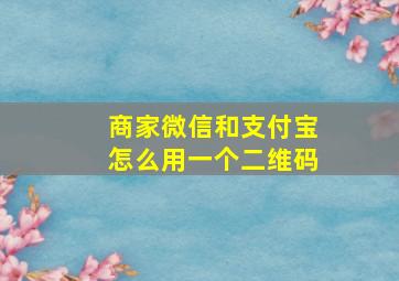 商家微信和支付宝怎么用一个二维码