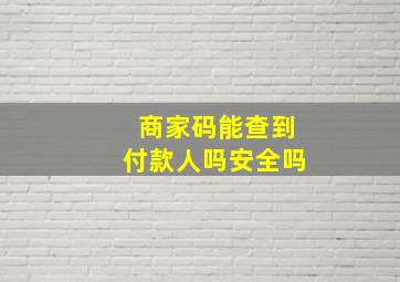 商家码能查到付款人吗安全吗