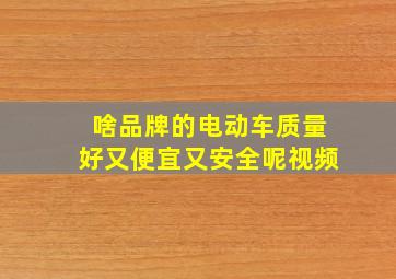 啥品牌的电动车质量好又便宜又安全呢视频