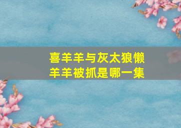 喜羊羊与灰太狼懒羊羊被抓是哪一集