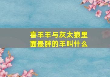 喜羊羊与灰太狼里面最胖的羊叫什么