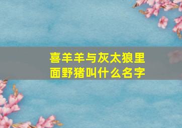 喜羊羊与灰太狼里面野猪叫什么名字