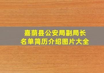 嘉荫县公安局副局长名单简历介绍图片大全