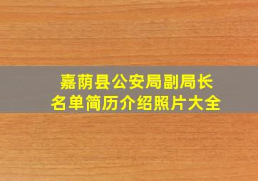 嘉荫县公安局副局长名单简历介绍照片大全