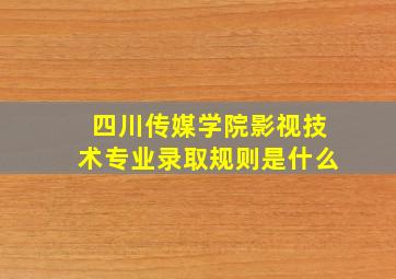 四川传媒学院影视技术专业录取规则是什么