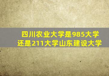 四川农业大学是985大学还是211大学山东建设大学