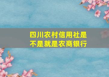 四川农村信用社是不是就是农商银行