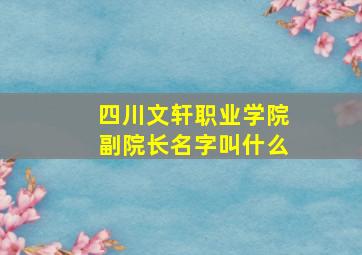 四川文轩职业学院副院长名字叫什么