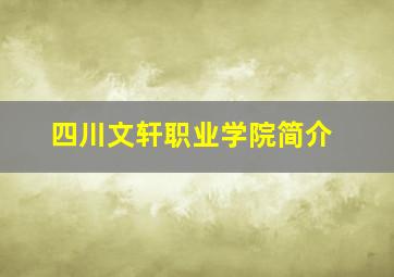 四川文轩职业学院简介