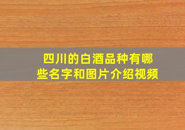 四川的白酒品种有哪些名字和图片介绍视频