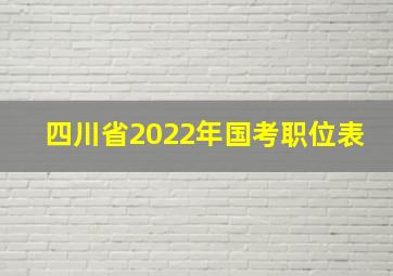 四川省2022年国考职位表