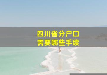 四川省分户口需要哪些手续