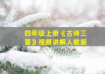 四年级上册《古诗三首》视频讲解人教版