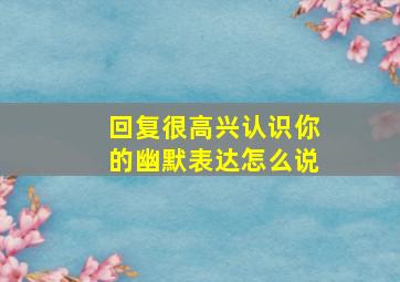 回复很高兴认识你的幽默表达怎么说