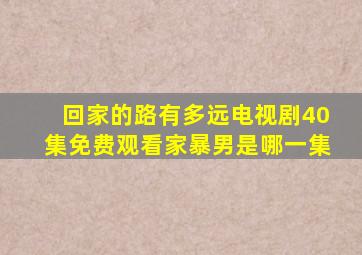 回家的路有多远电视剧40集免费观看家暴男是哪一集