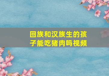 回族和汉族生的孩子能吃猪肉吗视频