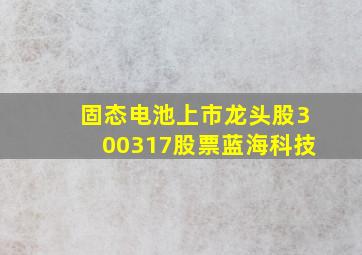 固态电池上市龙头股300317股票蓝海科技