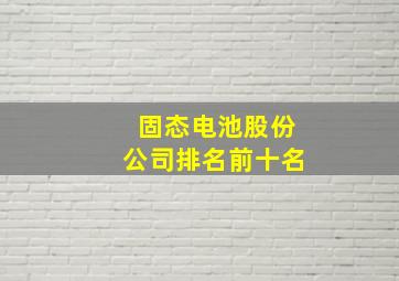 固态电池股份公司排名前十名