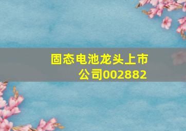 固态电池龙头上市公司002882